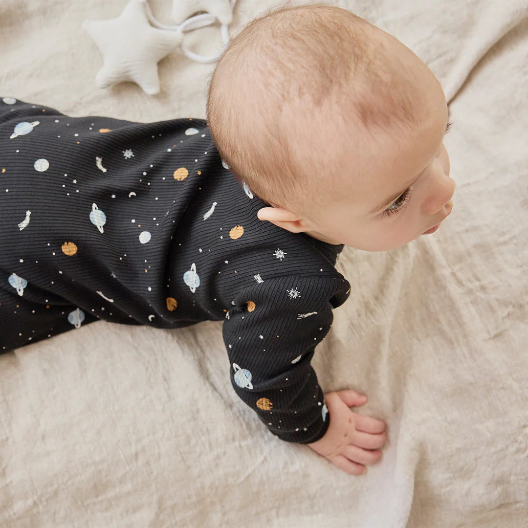 Galaxy Print on Black Footed Sleeper