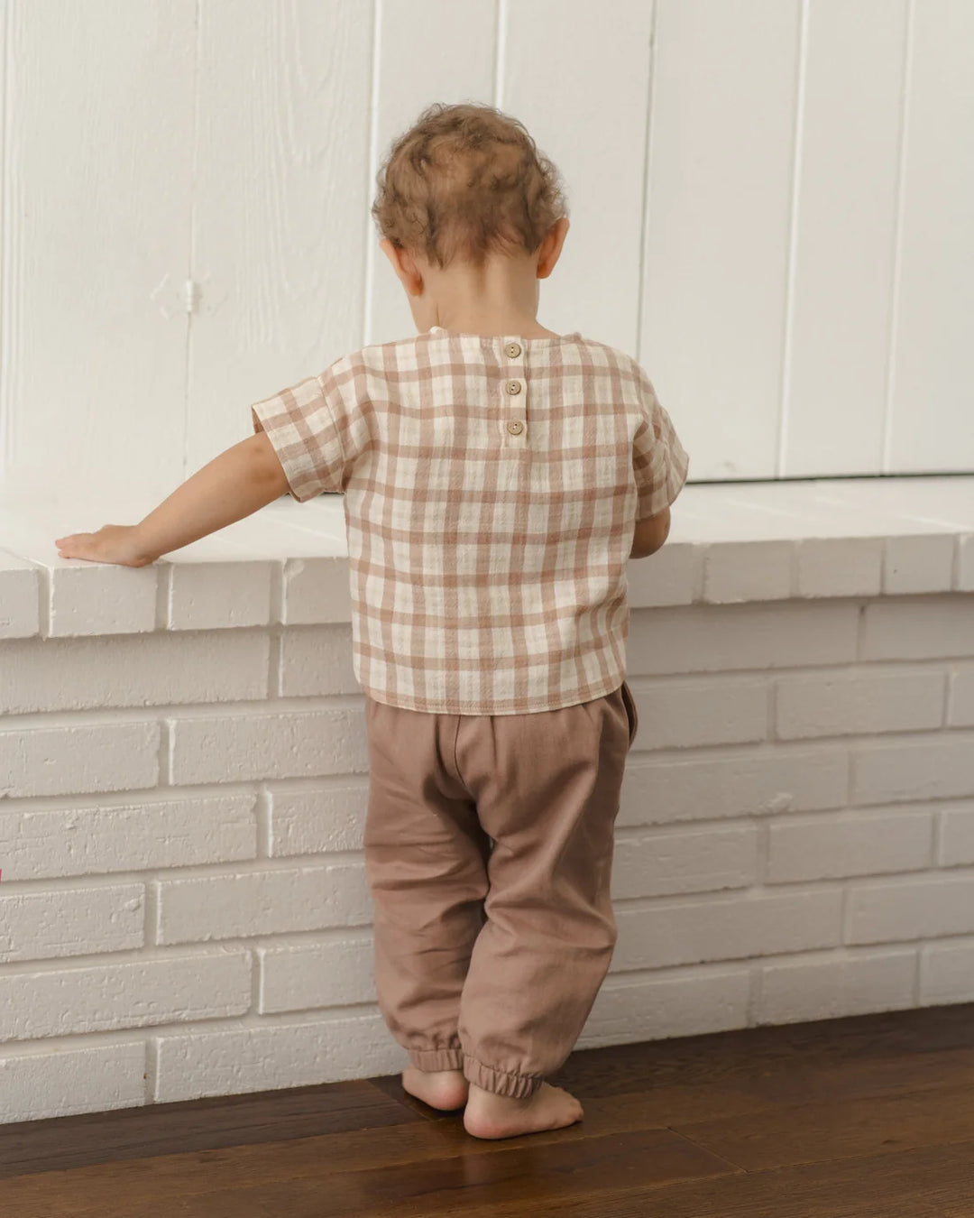 Quincy Mae Woven Boxy Top – Rustic Plaid