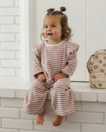 Load image into Gallery viewer, Quincy Mae Ruffle Cozy Set - Mulberry Stripe

