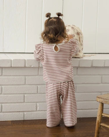 Quincy Mae Ruffle Cozy Set - Mulberry Stripe