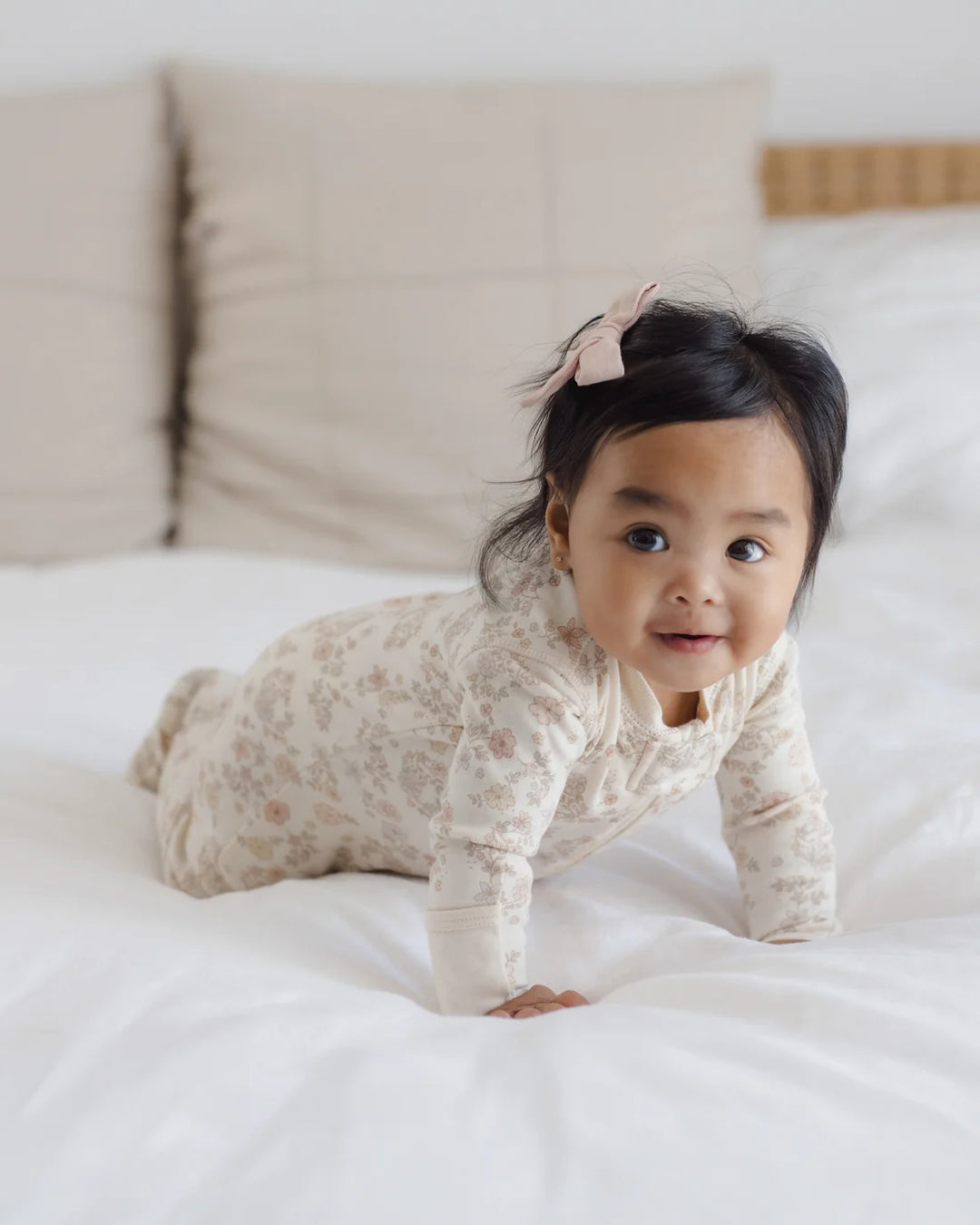 Quincy Mae Organic Brushed Jersey Zip Sleeper – Floral Vine
