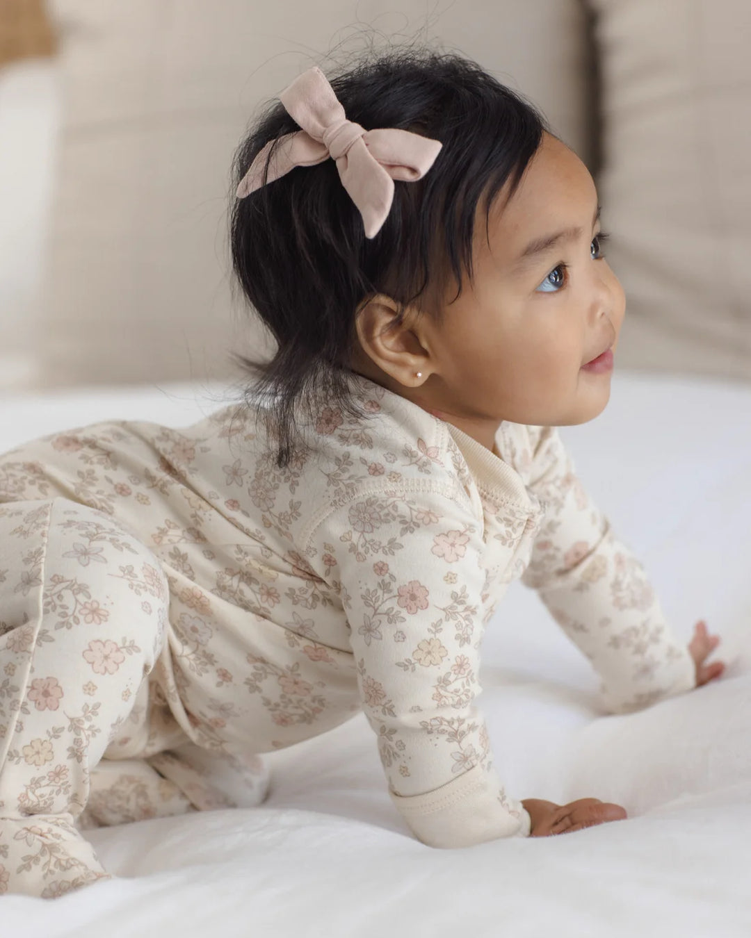 Quincy Mae Organic Brushed Jersey Zip Sleeper – Floral Vine
