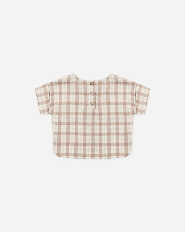 Quincy Mae Woven Boxy Top – Rustic Plaid