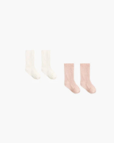 Quincy Mae Socks Set - Natural, Dusty Rose