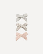 Load image into Gallery viewer, Quincy Mae Bow Clip, Set Of 3 – Cloud, Blue Gingham + Dusty Rose
