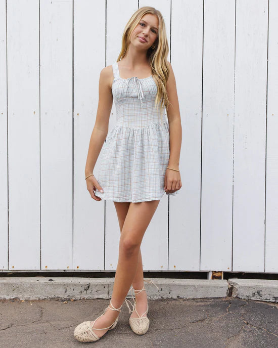 Primrose Mini Dress Light Blue Plaid