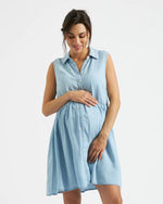 Load image into Gallery viewer, Bec Chambray Dress Clean Fade ripe maternity nursing 
