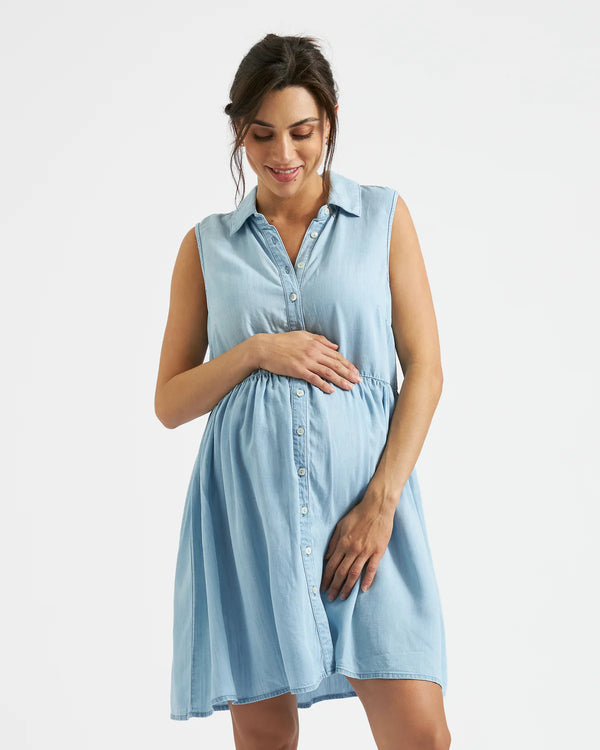 Bec Chambray Dress Clean Fade ripe maternity nursing 