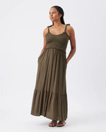 Load image into Gallery viewer, Brandi Shirred Dress Khaki
