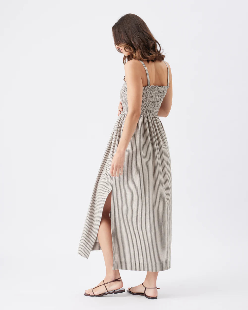 Leo Stripe Shirred Dress