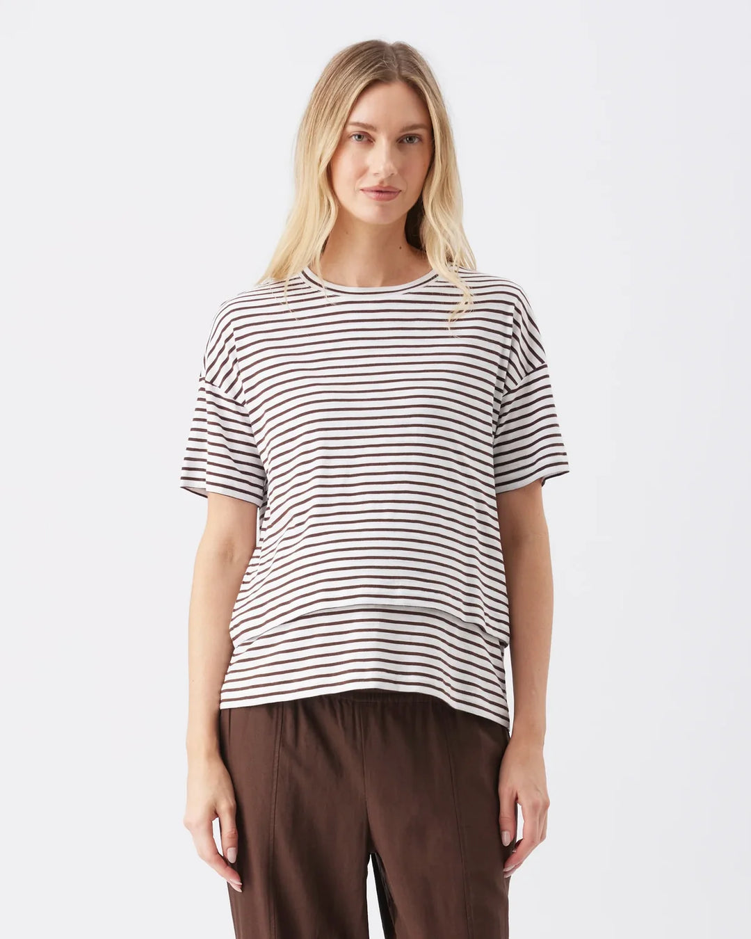 Ripe - Claudette Nursing Tee White / Chocolate