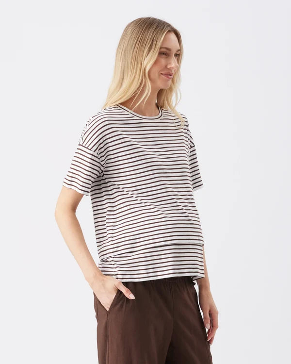 Ripe - Claudette Nursing Tee White / Chocolate