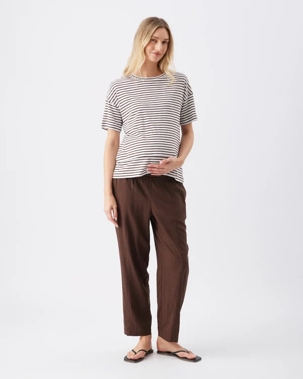 Ripe - Claudette Nursing Tee White / Chocolate