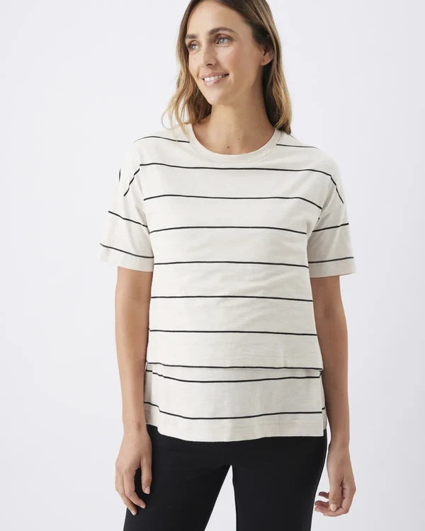 Ripe – Claudette Nursing Tee - Ecru/Black