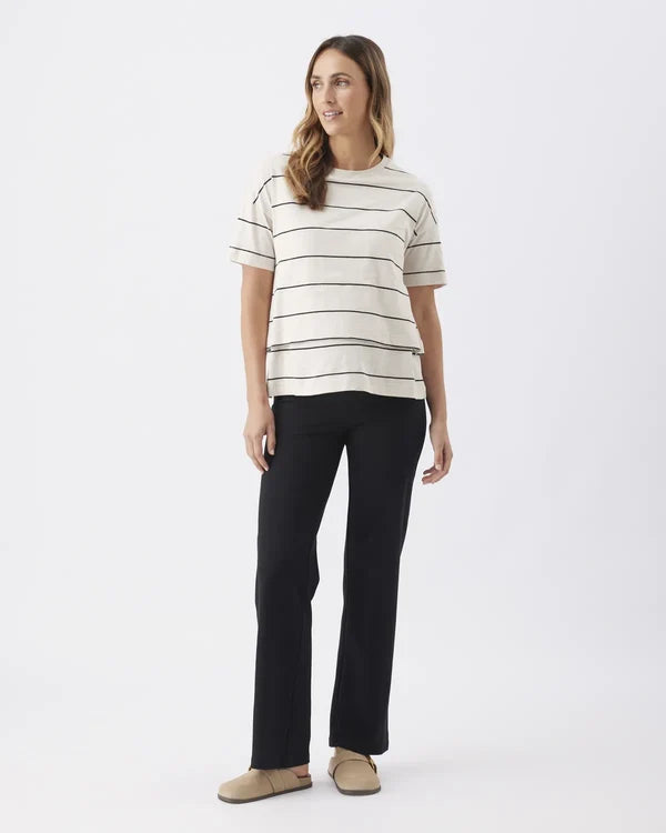Ripe – Claudette Nursing Tee - Ecru/Black