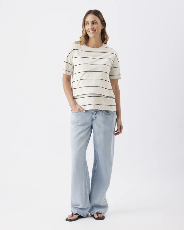 Ripe – Claudette Nursing Tee - Ecru/Black
