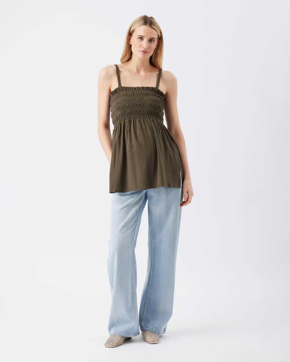 Ella Shirred Tunic Khaki