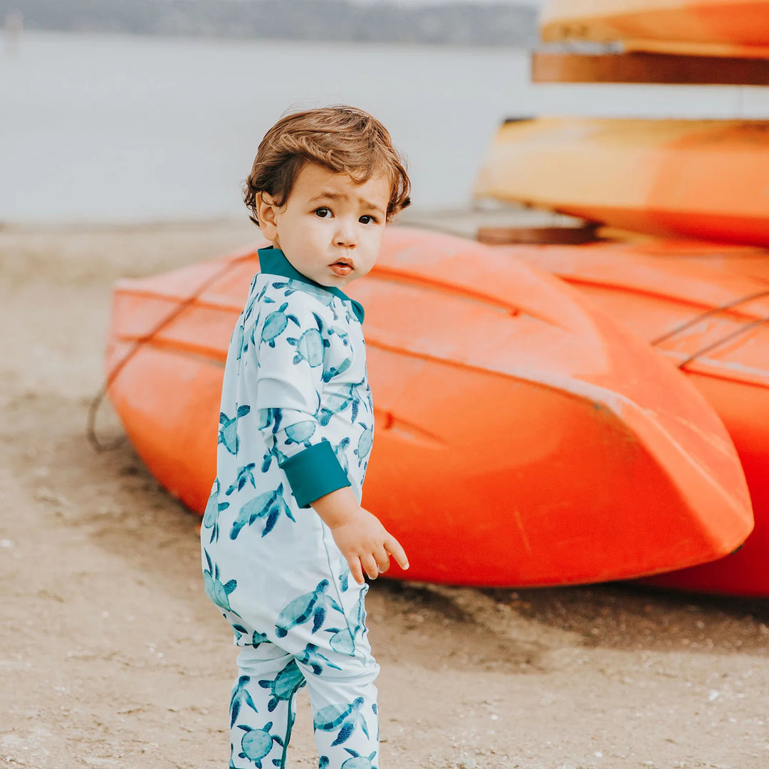 Full Zipper Sunsuit-Turtley Cute