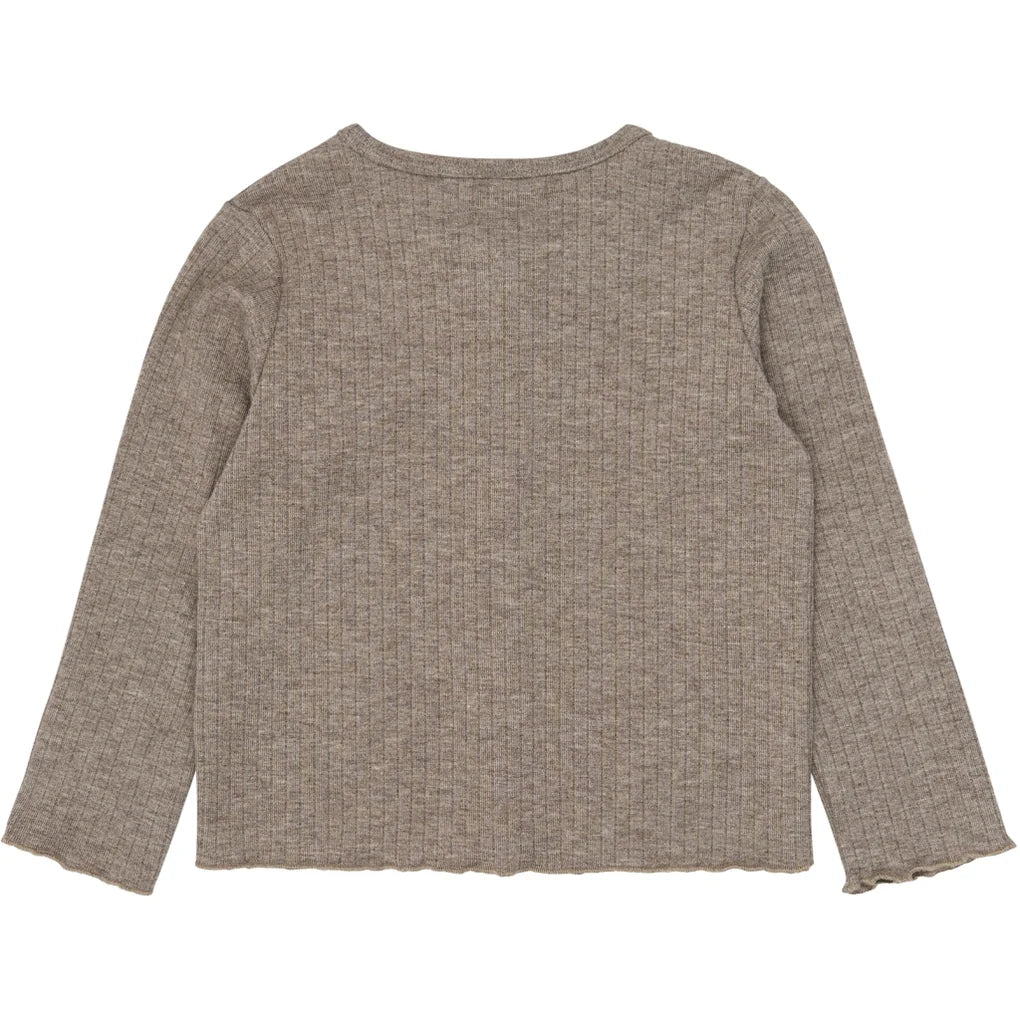 LS Rib Cardigan - Sparkly Taupe