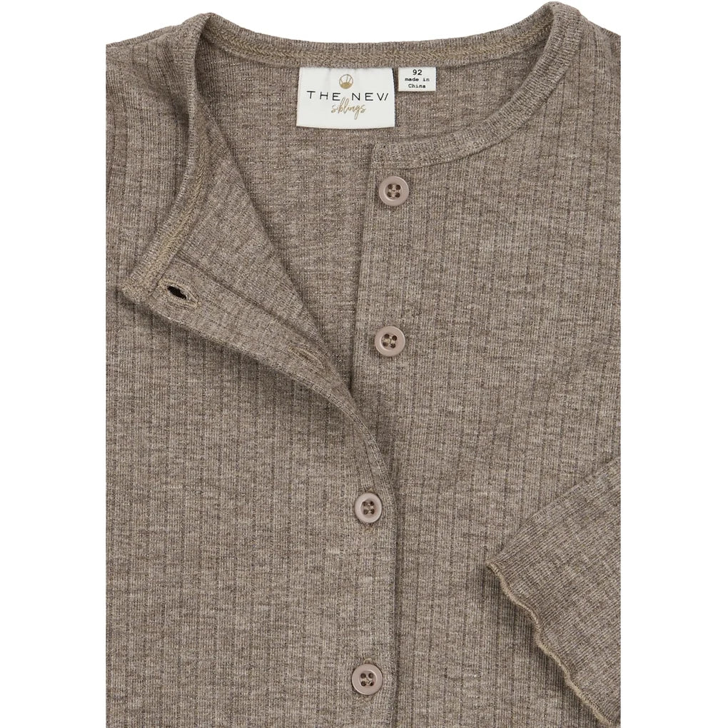 LS Rib Cardigan - Sparkly Taupe