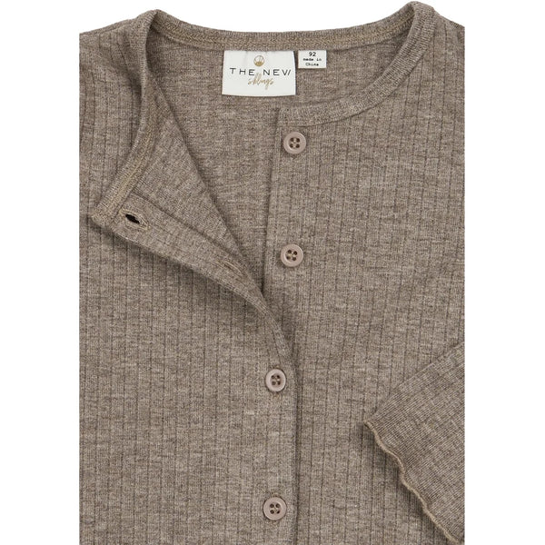 LS Rib Cardigan - Sparkly Taupe