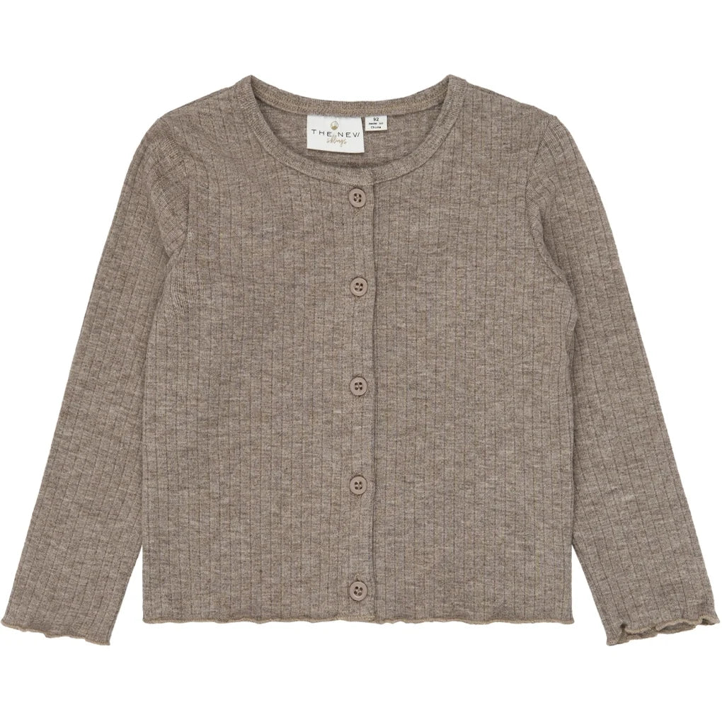 LS Rib Cardigan - Sparkly Taupe