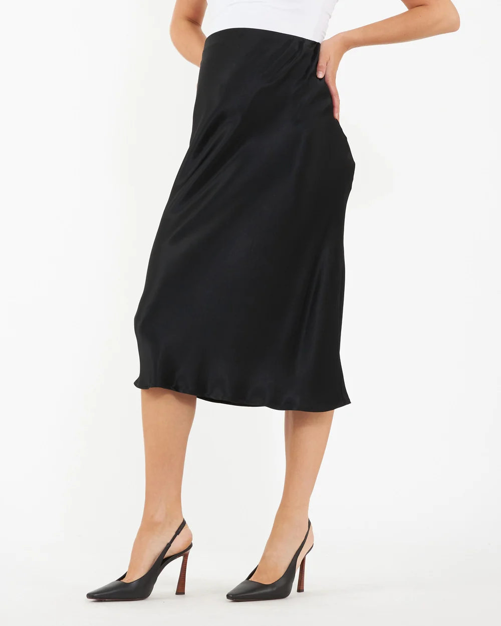 Ripe Maternity Crystal Satin Skirt – Black