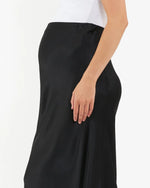 Load image into Gallery viewer, Black satin maternity skirt ripe maternity
