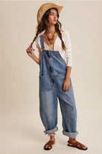 Load image into Gallery viewer, Western Wide-Leg Denim Overalls
