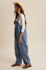 Load image into Gallery viewer, Western Wide-Leg Denim Overalls
