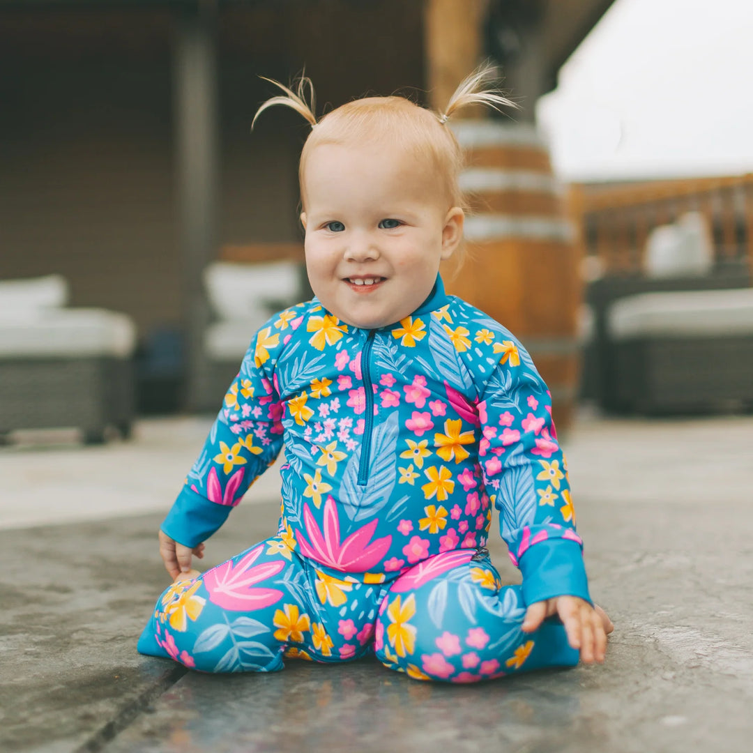 Full Zipper Sunsuit-Bloom Lagoon