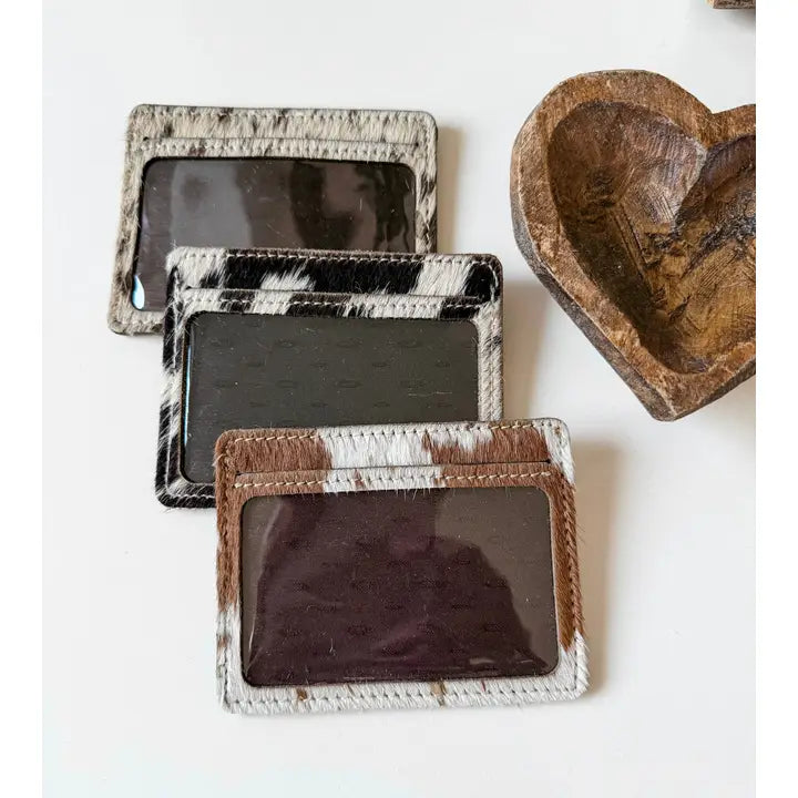 Cowhide Clear Id Card Holder