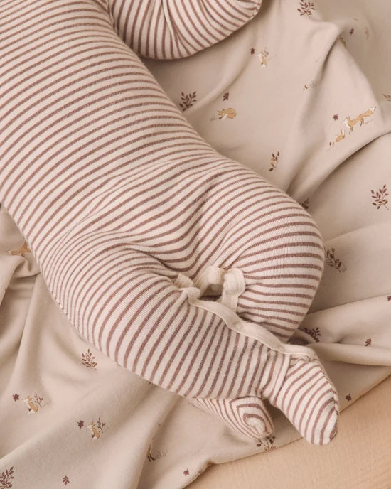 Quincy Mae - Baby Footie  – Cocoa Stripe