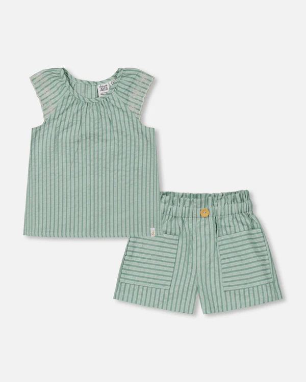 Deux par Deux - Chambray Blouse And Short Set