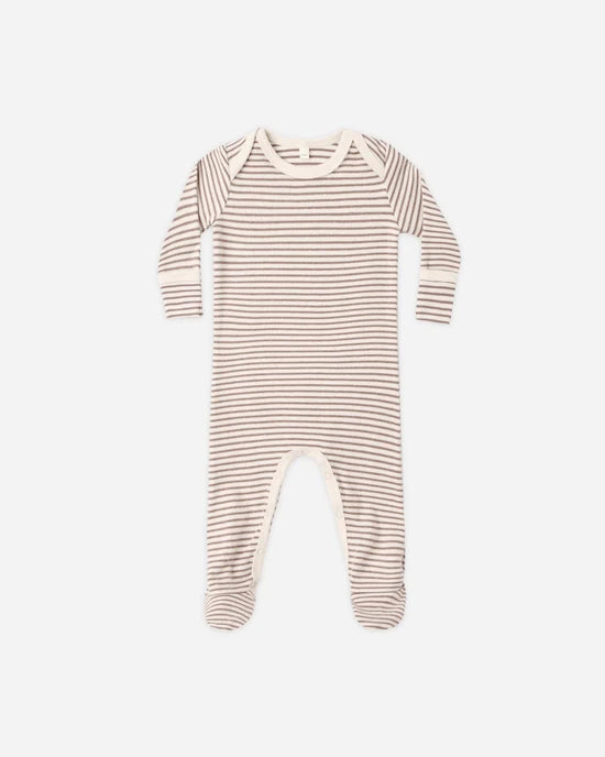 Quincy Mae - Baby Footie  – Cocoa Stripe