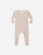 Load image into Gallery viewer, Quincy Mae - Baby Footie  – Cocoa Stripe
