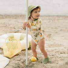 Petit Lem - Citrus Long-Sleeve One-Piece Swimsuit