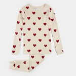 Load image into Gallery viewer, Petit Lem - Ribbed Heart Print PJ Set
