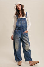 Load image into Gallery viewer, Barrel Jean Denim Overall
