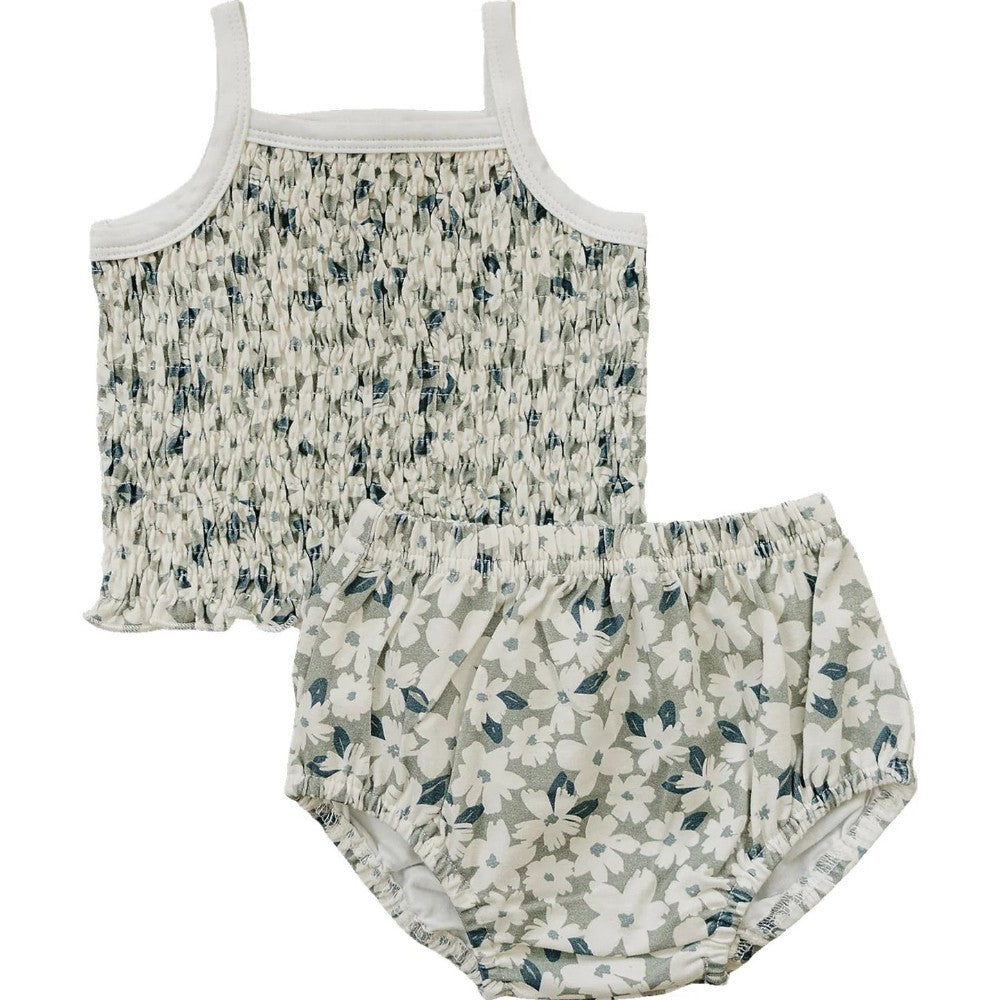 Mebie Baby - Ruched Floral Bloomer Set