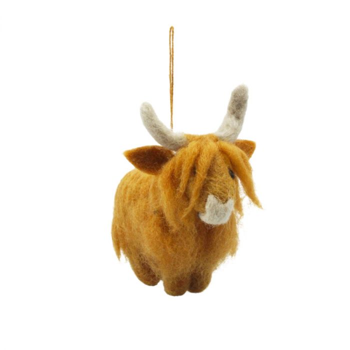 Felt Highland Cow Ornament