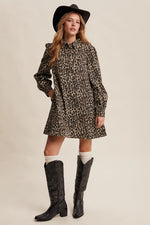 Load image into Gallery viewer, Wild West Leopard Denim Shirt Dress
