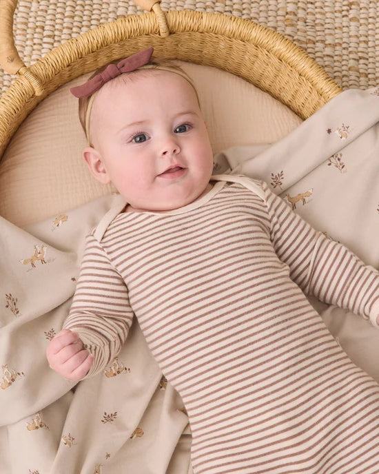 Quincy Mae - Baby Footie  – Cocoa Stripe
