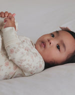 Load and play video in Gallery viewer, Quincy Mae Organic Brushed Jersey Zip Sleeper – Floral Vine
