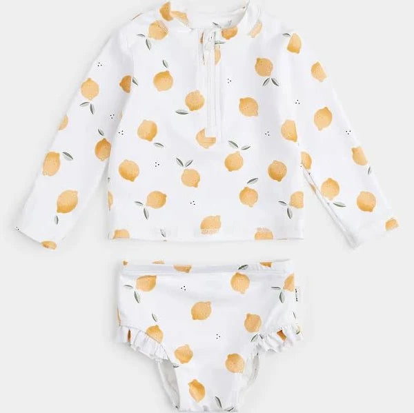 Petit Lem - Lemon Print Long-Sleeve Rashguard Set
